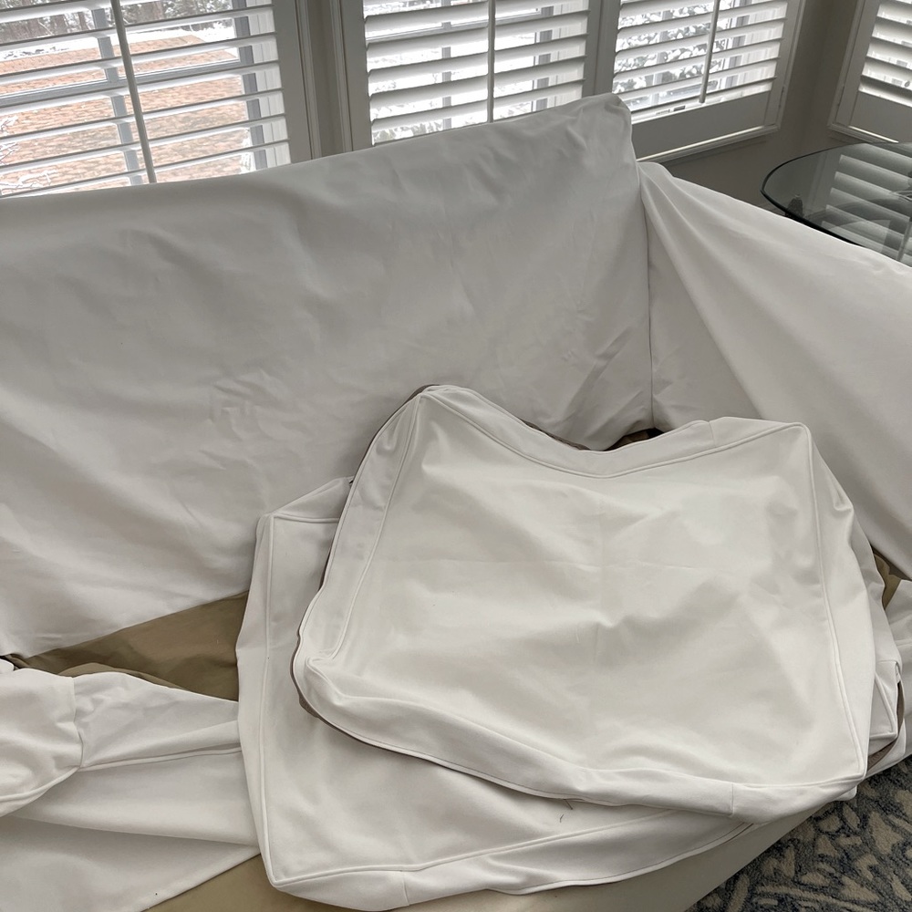 Brand New: PB comfort 68 inch white twill slipcover